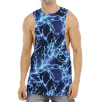 Blue Electric Lightning Print Men's Muscle Tank Top