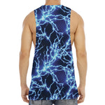 Blue Electric Lightning Print Men's Muscle Tank Top