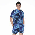 Blue Electric Lightning Print Men's Romper