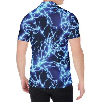 Blue Electric Lightning Print Men's Shirt