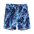 Blue Electric Lightning Print Men's Athletic Shorts