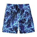 Blue Electric Lightning Print Men's Swim Trunks