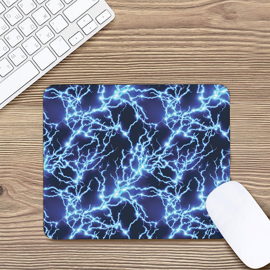 Blue Electric Lightning Print Mouse Pad