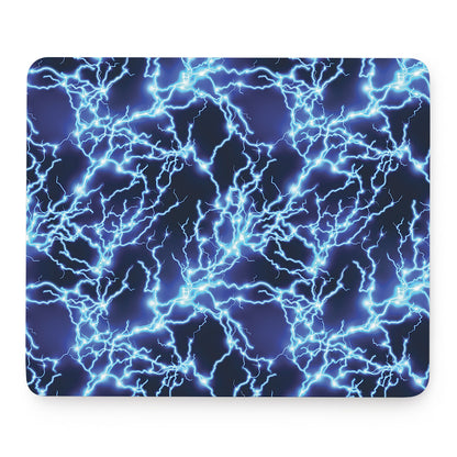 Blue Electric Lightning Print Mouse Pad