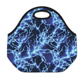 Blue Electric Lightning Print Neoprene Lunch Bag