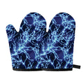 Blue Electric Lightning Print Oven Mitts