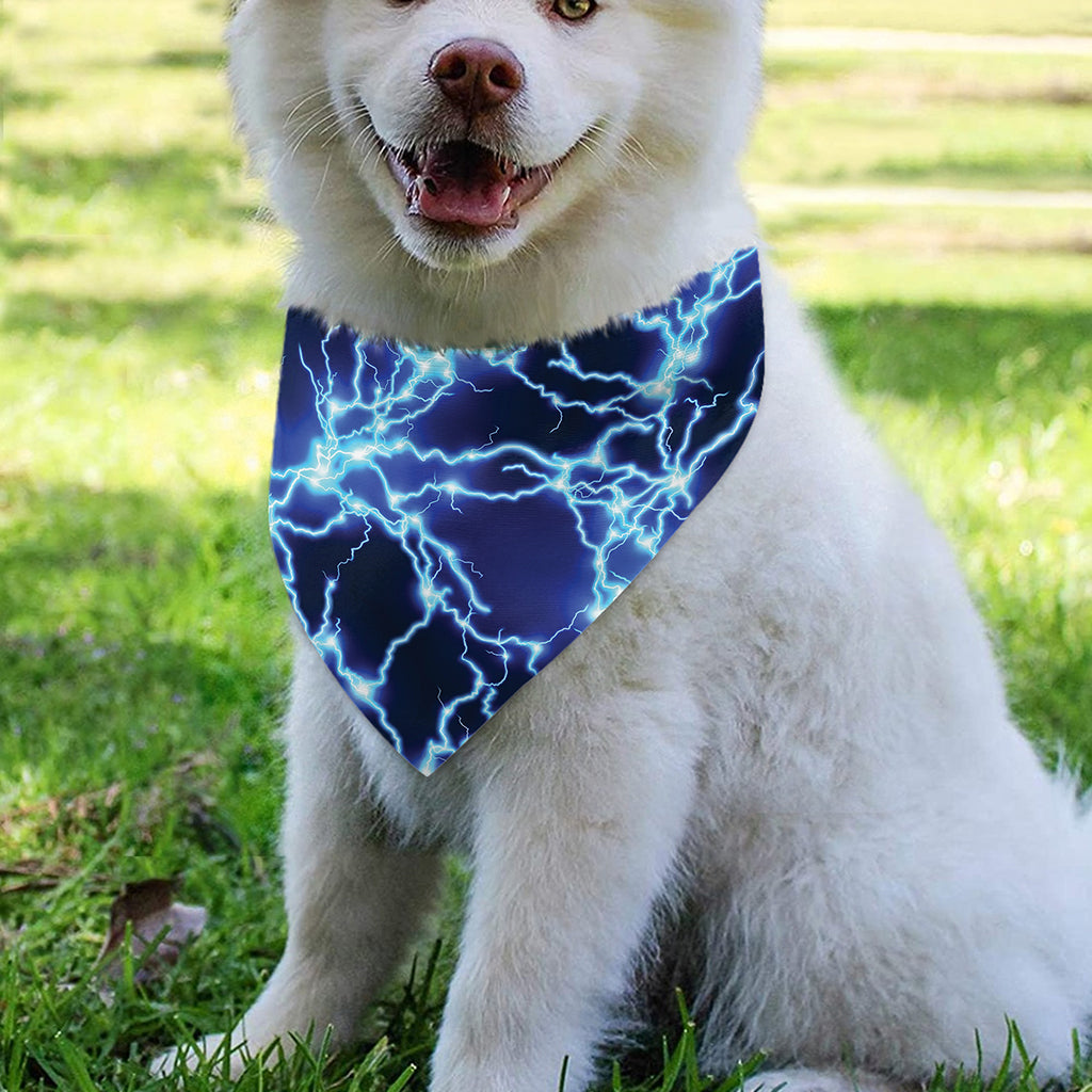 Blue Electric Lightning Print Over The Collar Dog Bandana