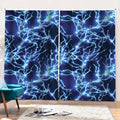 Blue Electric Lightning Print Pencil Pleat Curtains