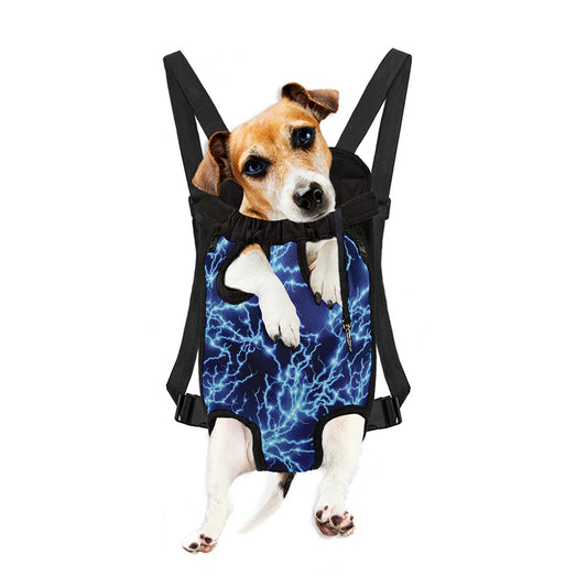 Blue Electric Lightning Print Pet Carrier Backpack