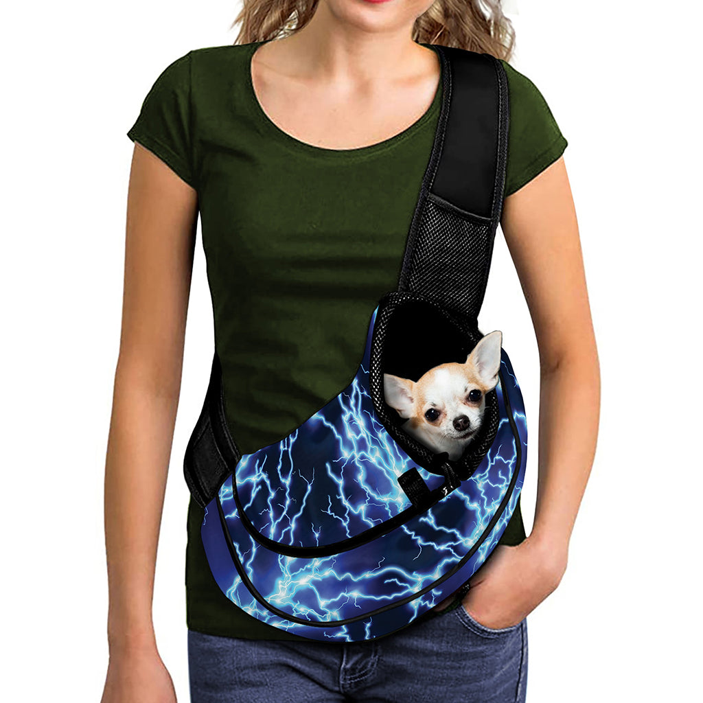 Blue Electric Lightning Print Pet Sling Carrier