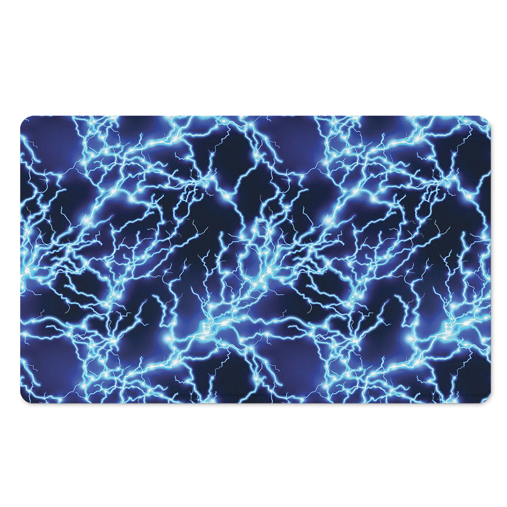 Blue Electric Lightning Print Polyester Doormat
