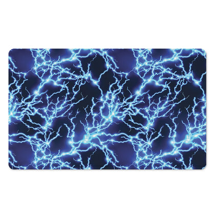 Blue Electric Lightning Print Polyester Doormat