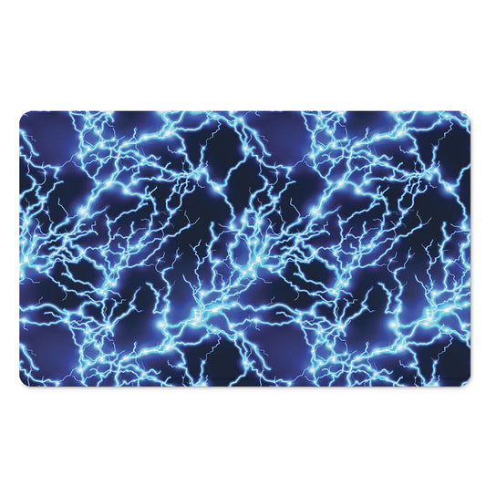 Blue Electric Lightning Print Polyester Doormat