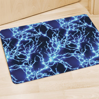 Blue Electric Lightning Print Polyester Doormat