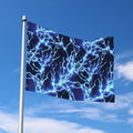 Blue Electric Lightning Print Polyester Flag