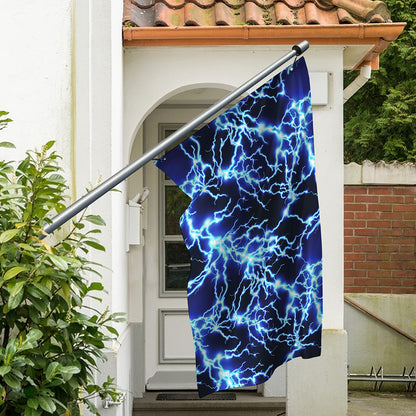 Blue Electric Lightning Print Polyester Flag
