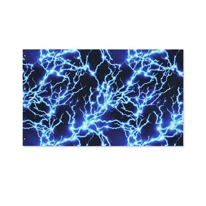 Blue Electric Lightning Print Polyester Flag