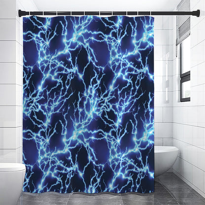 Blue Electric Lightning Print Premium Shower Curtain