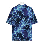 Blue Electric Lightning Print Rayon Hawaiian Shirt