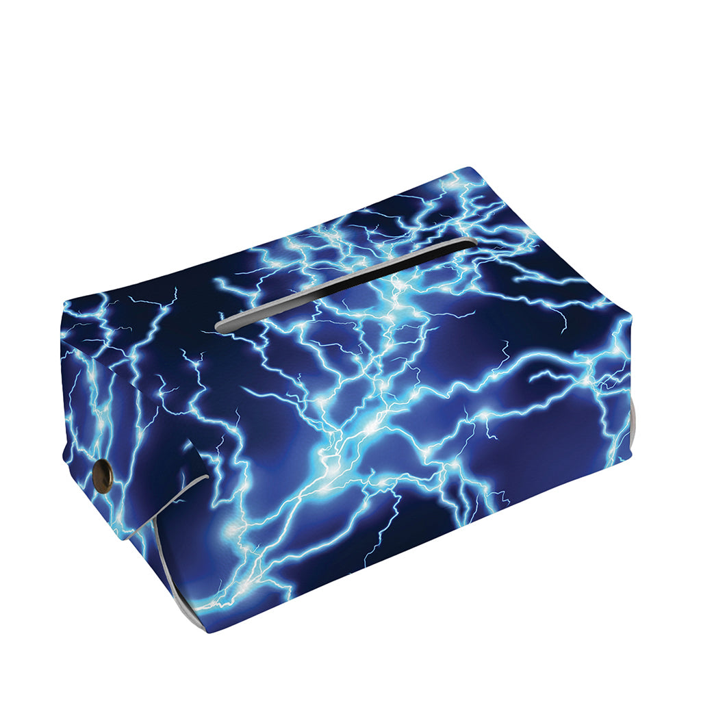 Blue Electric Lightning Print Rectangle Tissue Box Cover