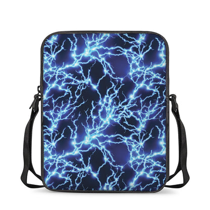 Blue Electric Lightning Print Rectangular Crossbody Bag