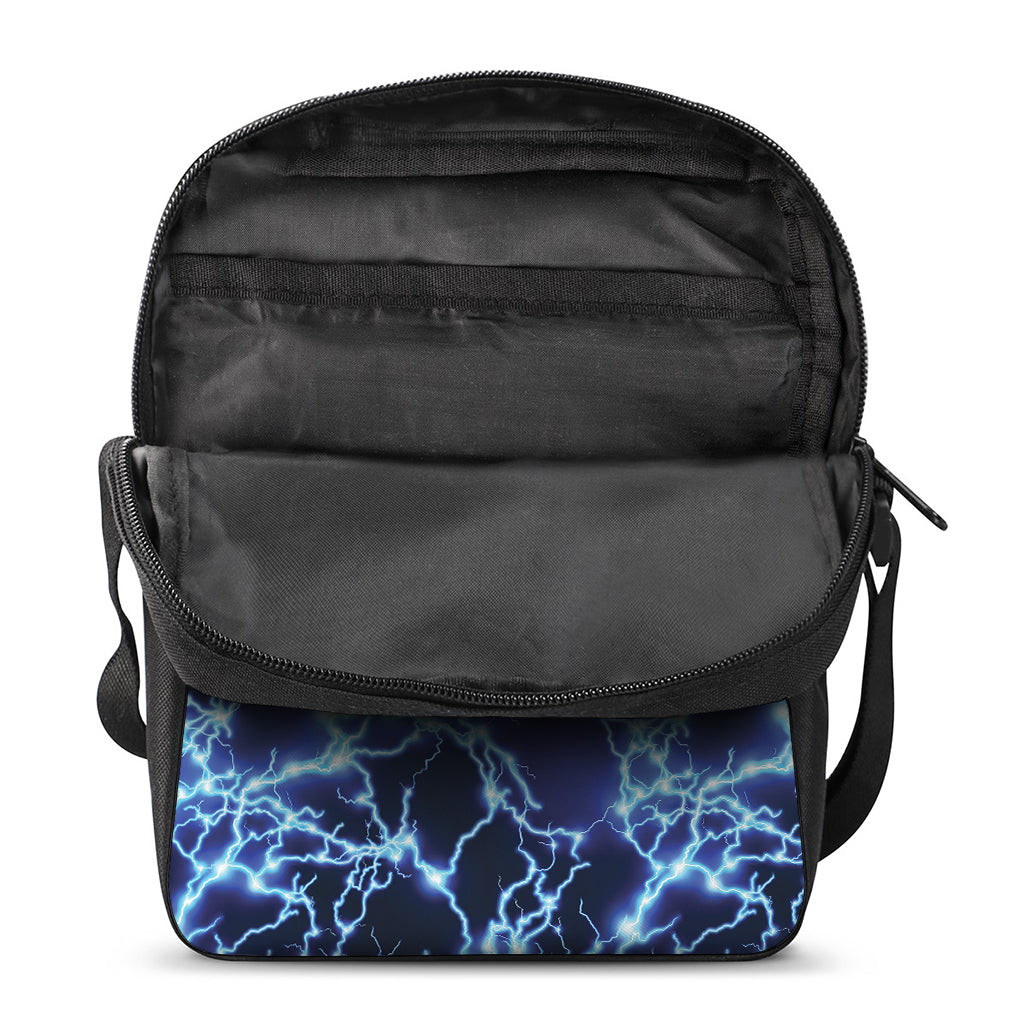 Blue Electric Lightning Print Rectangular Crossbody Bag