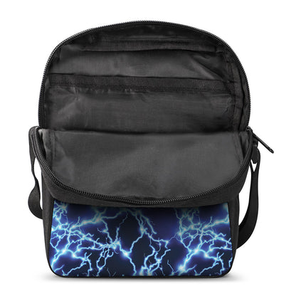 Blue Electric Lightning Print Rectangular Crossbody Bag