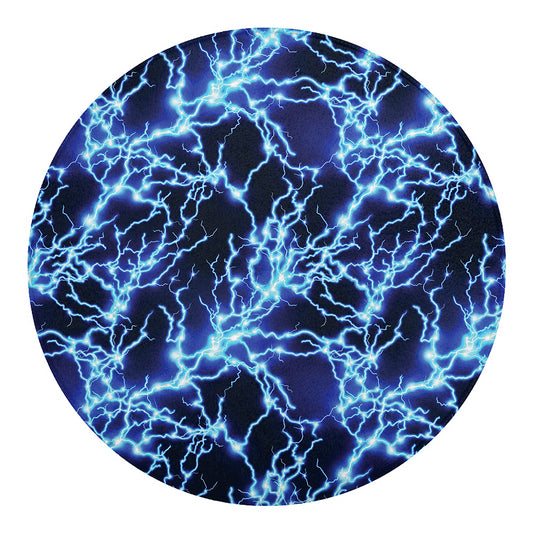 Blue Electric Lightning Print Round Blanket