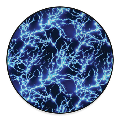 Blue Electric Lightning Print Round Floor Mat