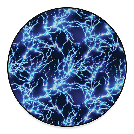 Blue Electric Lightning Print Round Floor Mat