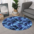 Blue Electric Lightning Print Round Rug