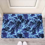 Blue Electric Lightning Print Rubber Doormat