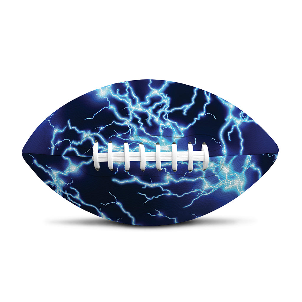Blue Electric Lightning Print Rugby Ball