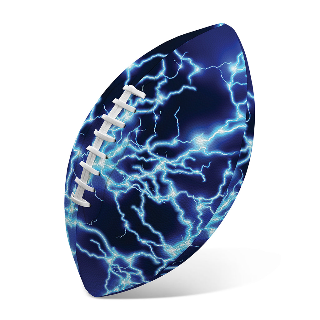 Blue Electric Lightning Print Rugby Ball