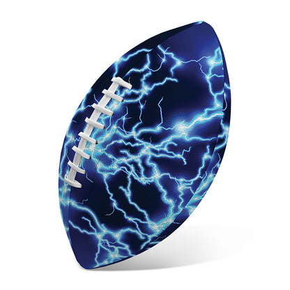 Blue Electric Lightning Print Rugby Ball