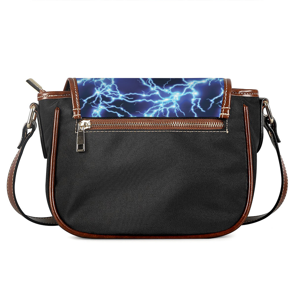 Blue Electric Lightning Print Saddle Bag