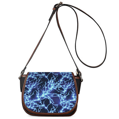 Blue Electric Lightning Print Saddle Bag