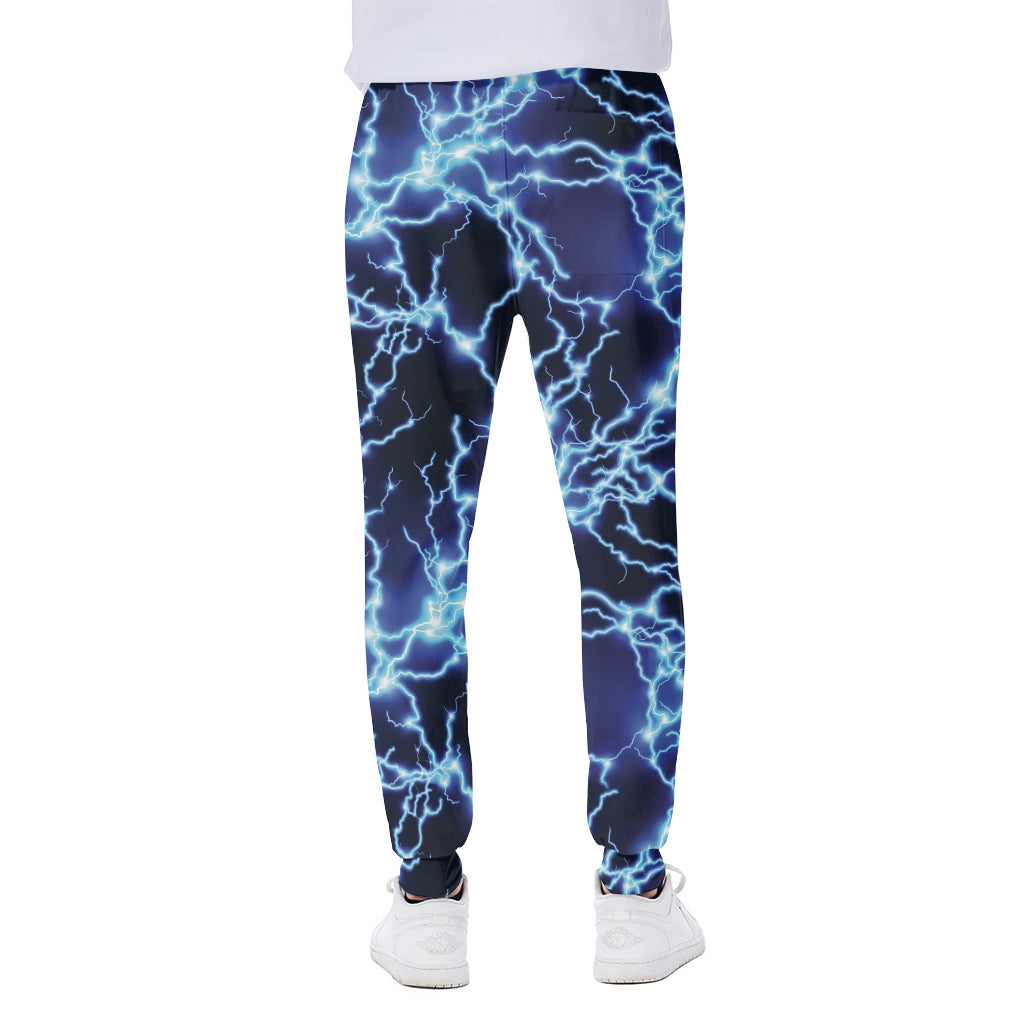 Blue Electric Lightning Print Scuba Joggers