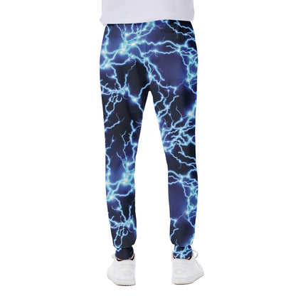 Blue Electric Lightning Print Scuba Joggers