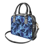Blue Electric Lightning Print Shoulder Handbag