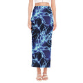 Blue Electric Lightning Print Side Slit Maxi Skirt