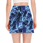 Blue Electric Lightning Print Side Slit Mini Skirt