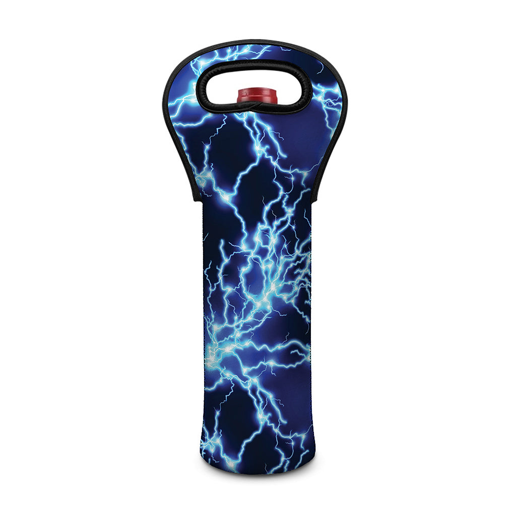 Blue Electric Lightning Print Single Neoprene Wine Tote