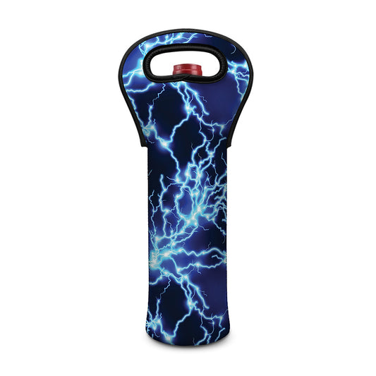 Blue Electric Lightning Print Single Neoprene Wine Tote