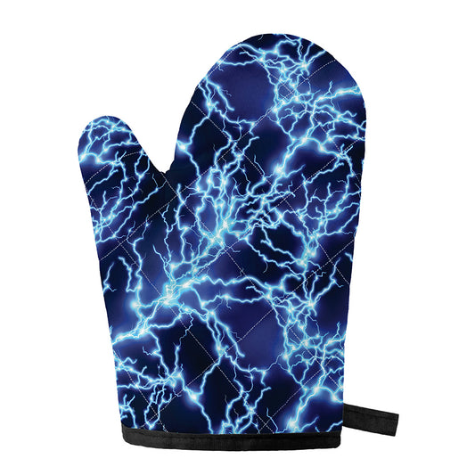 Blue Electric Lightning Print Single Oven Mitt