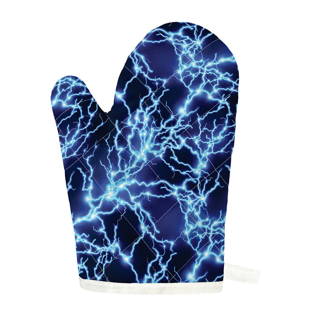 Blue Electric Lightning Print Single Oven Mitt