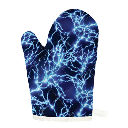 Blue Electric Lightning Print Single Oven Mitt