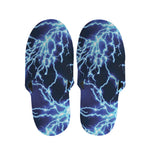Blue Electric Lightning Print Slippers