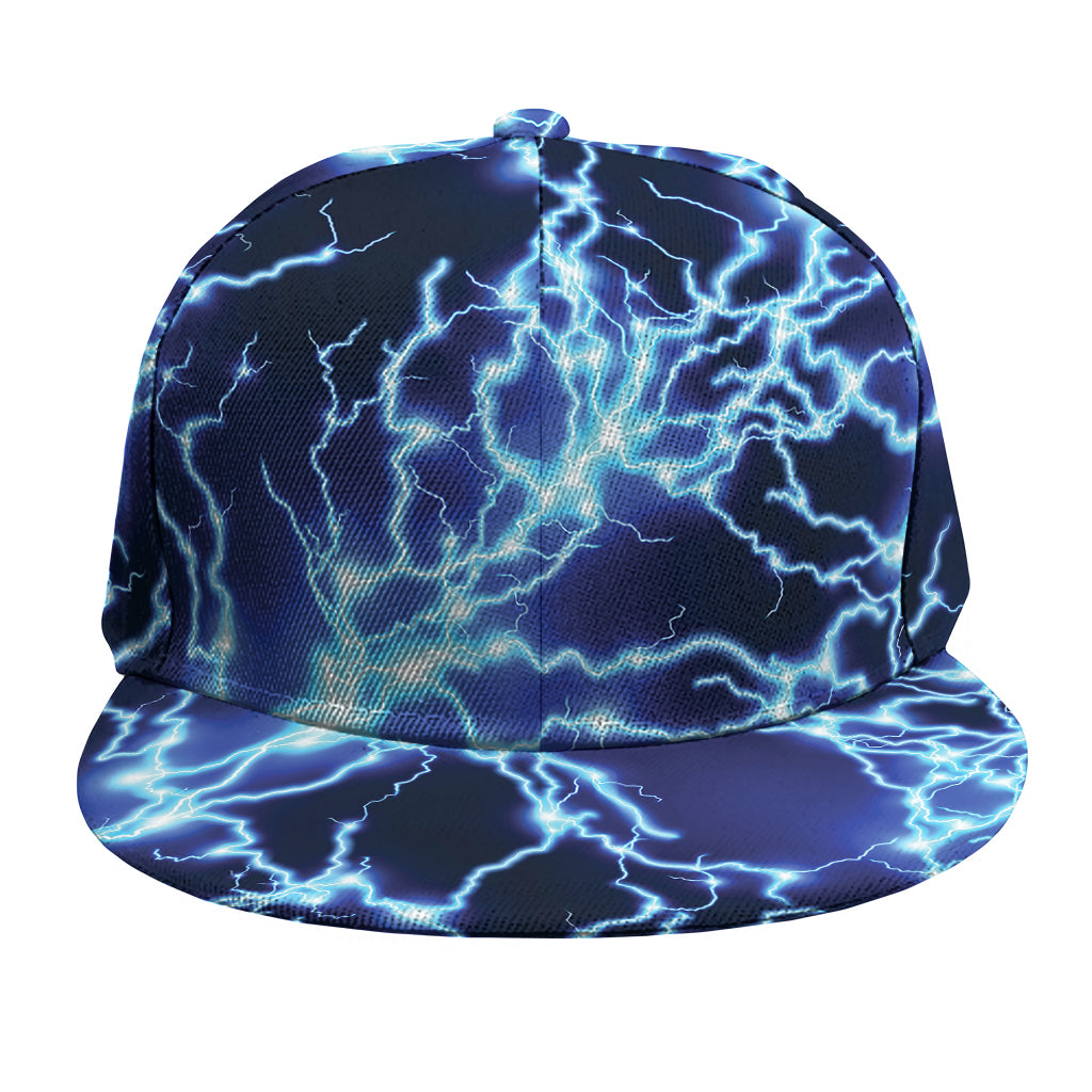 Blue Electric Lightning Print Snapback Cap