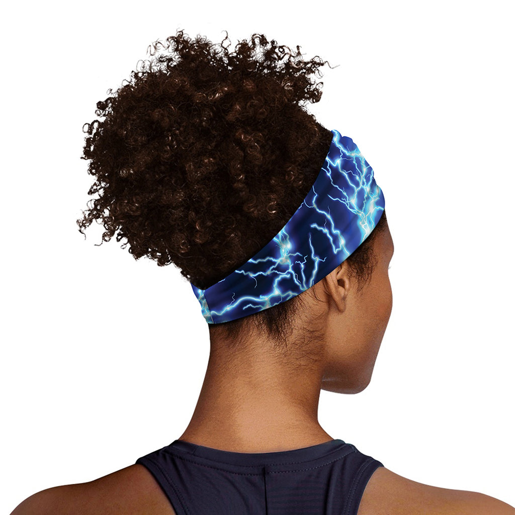 Blue Electric Lightning Print Sports Headband